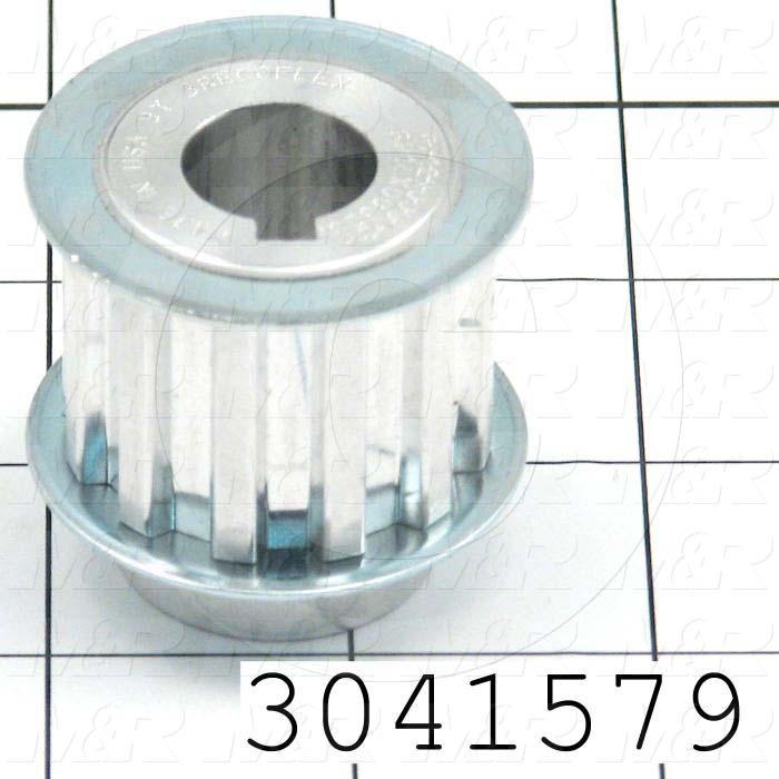 Timing Belt Pulley, 0.63 in. Bore Size, T10 Tooth Profile, 12 Teeth, 10 MM Pitch,  42 mm Pitch Diameter, 21 MM Height, Aluminum Material, 25 mm Belt Width