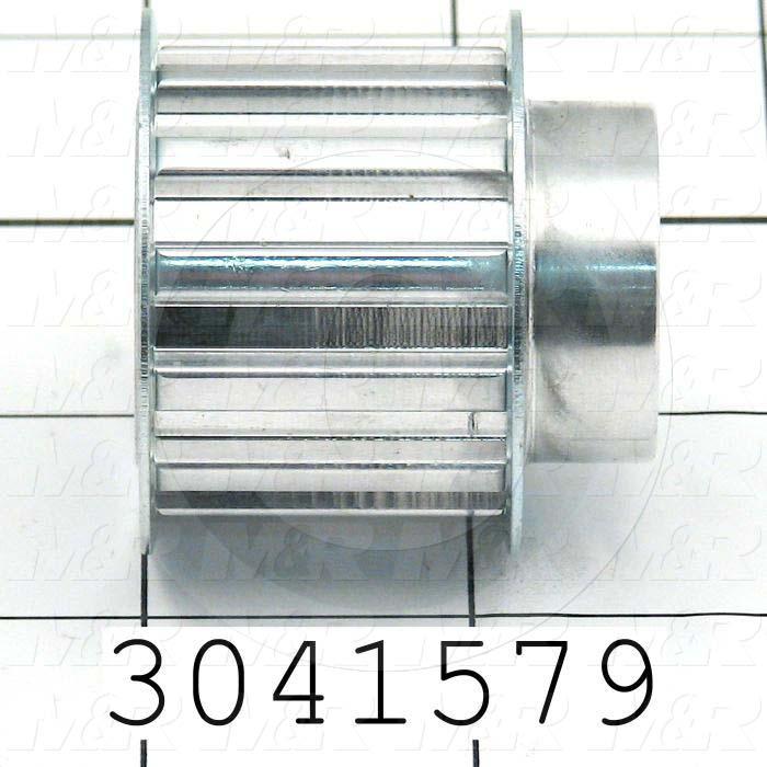 Timing Belt Pulley, 0.63 in. Bore Size, T10 Tooth Profile, 12 Teeth, 10 MM Pitch,  42 mm Pitch Diameter, 21 MM Height, Aluminum Material, 25 mm Belt Width