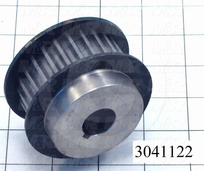 Timing Belt Pulley, 0.75" Bore Size, GT Tooth Profile, 25 Teeth, 8 mm Pitch, 2.760" Pitch Diameter, Steel Material, 21 mm Belt Width