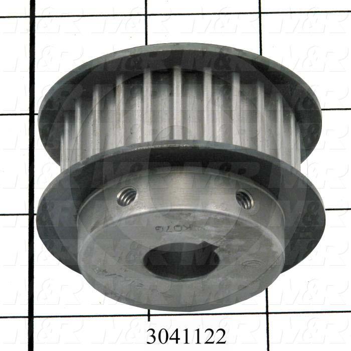 Timing Belt Pulley, 0.75" Bore Size, GT Tooth Profile, 25 Teeth, 8 mm Pitch, 2.760" Pitch Diameter, Steel Material, 21 mm Belt Width