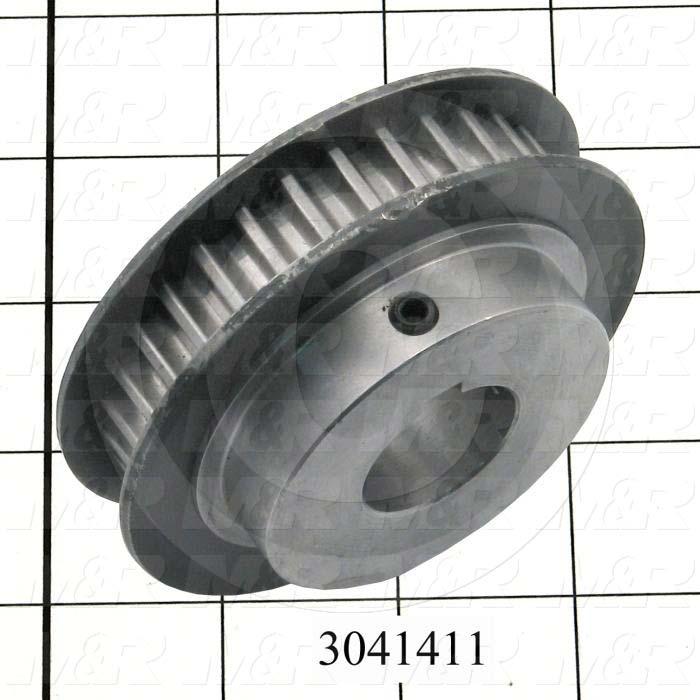 Timing Belt Pulley, 1.00" Bore Size, GT2 Tooth Profile, 30 Teeth, 8 mm Pitch, 3.450" Pitch Diameter, Steel Material, 12 mm Belt Width