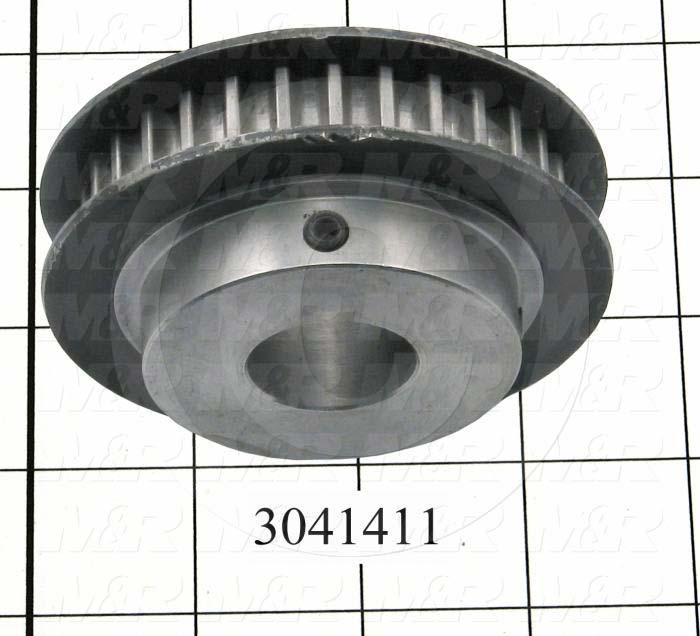 Timing Belt Pulley, 1.00" Bore Size, GT2 Tooth Profile, 30 Teeth, 8 mm Pitch, 3.450" Pitch Diameter, Steel Material, 12 mm Belt Width