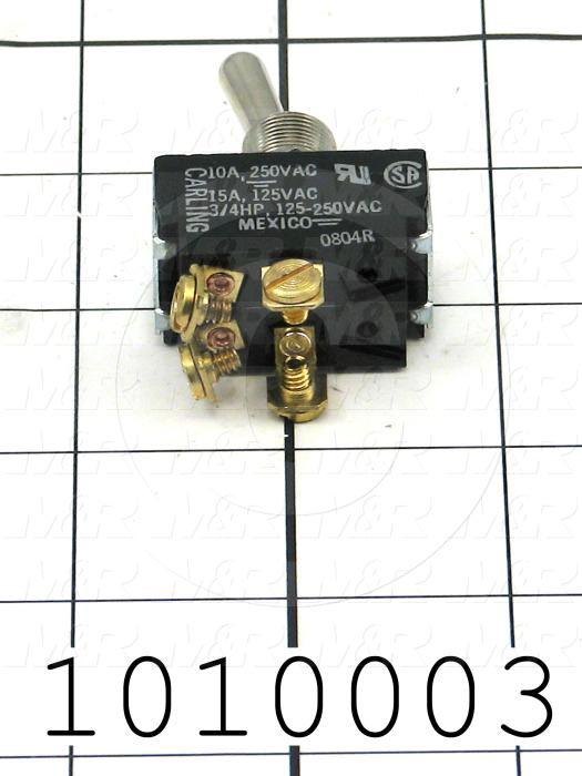 Toggle Switch, Maintained, 2 Positions, DPST, 250VAC, 10A