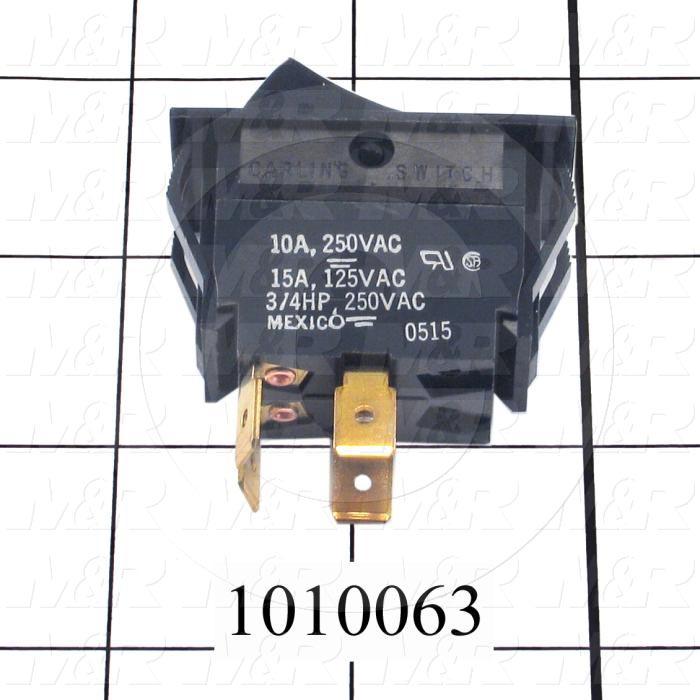 Toggle Switch, Maintained, ON-NONE-OFF, Led Red, 125VAC, 15A