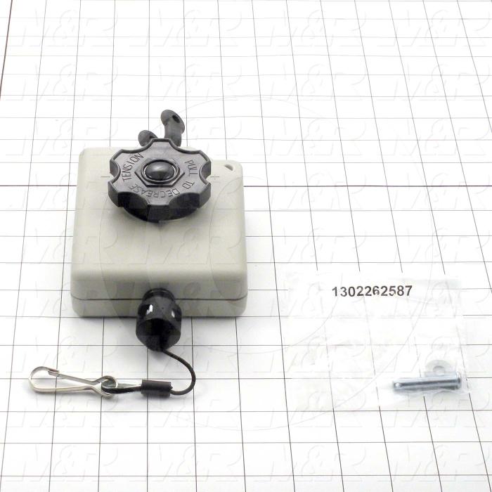 Tools, Retractor, Low-Capacity Range Tool Retractor, 2-4 Lb Cap, 5.2' Travel, 1/16" Dia, Nylon Cable