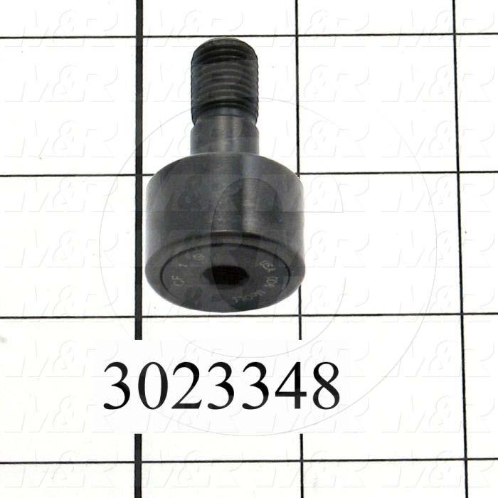Track Rollers, ANSI, Crowned Type, 0.75" Roller Diameter, Standard Stud Type, 0.50" Roller Width, 0.375" Stud Diameter, Needle Rolling Element, Hex Hole Mounting Type, Sealed Seal Type