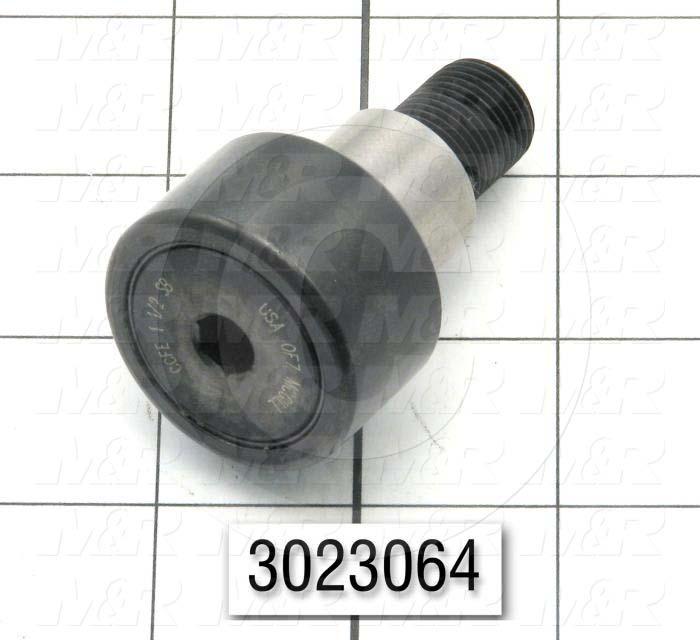 Track Rollers, ANSI, Crowned Type, 1.50" Roller Diameter, Eccentric Stud Type, 0.875" Roller Width, 0.875" Stud Diameter, Needle Rolling Element, Hex Hole Mounting Type, Sealed Seal Type