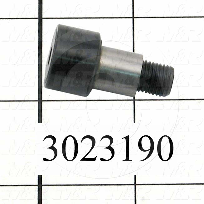 Track Rollers, ANSI, Cylinder Type, 0.75" Roller Diameter, Eccentric Stud Type, 0.50" Roller Width, 0.50" Stud Diameter, Needle Rolling Element, Hex Hole Mounting Type, Open Seal Type