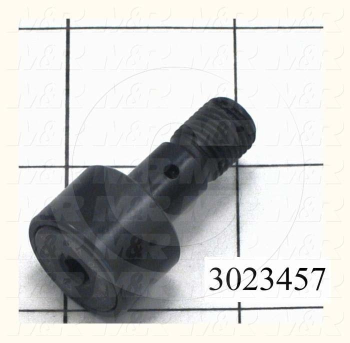 Track Rollers, ANSI, Cylinder Type, 0.75" Roller Diameter, Standard Stud Type, 0.50" Roller Width, 0.375" Stud Diameter, Needle Rolling Element, Hex Hole Mounting Type, Open Seal Type
