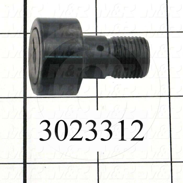 Track Rollers, ANSI, Cylinder Type, 1.125" Roller Diameter, Heavy Stud Type, 0.625 in. Roller Width, 0.625 in. Stud Diameter, Needle Rolling Element, Hex Hole Mounting Type