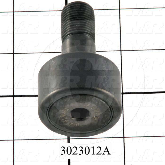 Track Rollers, ANSI, Cylinder Type, 1.50" Roller Diameter, Standard Stud Type, 0.875" Roller Width, 0.438" Stud Diameter, Needle Rolling Element, Hex Hole Mounting Type, Sealed Seal Type