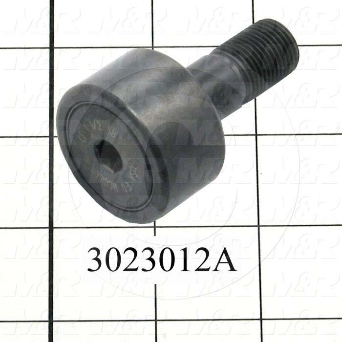 Track Rollers, ANSI, Cylinder Type, 1.50" Roller Diameter, Standard Stud Type, 0.875" Roller Width, 0.438" Stud Diameter, Needle Rolling Element, Hex Hole Mounting Type, Sealed Seal Type