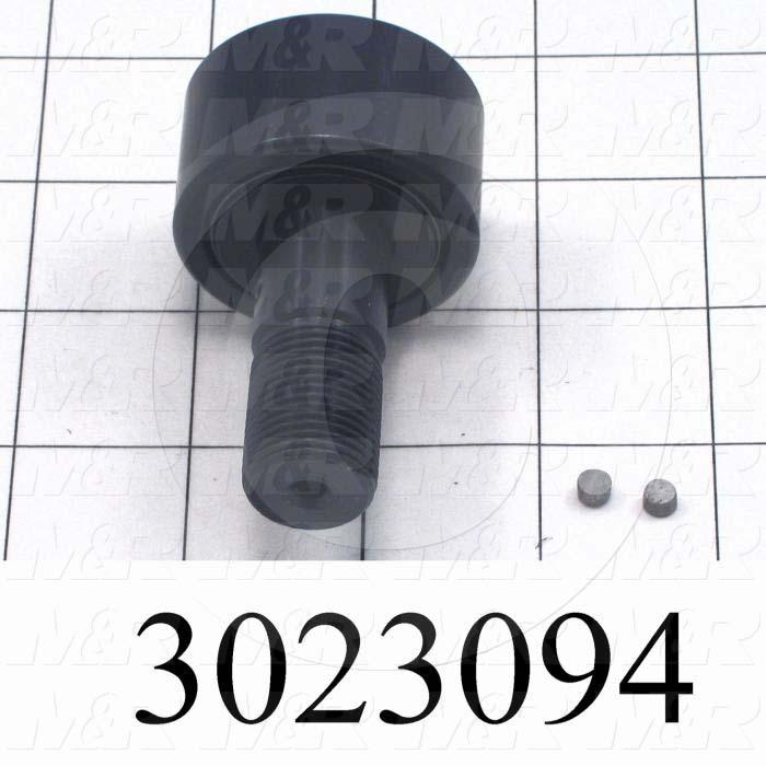 Track Rollers, ANSI, Cylinder Type, 1.75" Roller Diameter, Standard Stud Type, 1.00 in. Roller Width, 0.75" Stud Diameter, Needle Rolling Element, Hex Hole Mounting Type, Sealed Seal Type