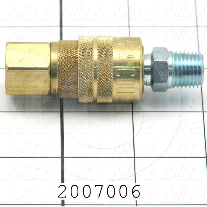 Tube Compression Fittings, Quick Disconnect Coupler Set Type, 1/4" Tube OD, 1/4" In, 1/4" Out