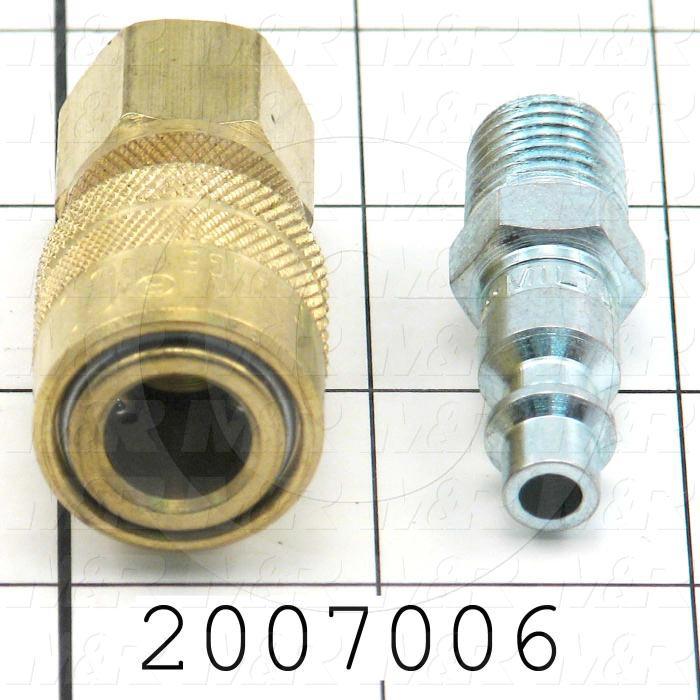 Tube Compression Fittings, Quick Disconnect Coupler Set Type, 1/4" Tube OD, 1/4" In, 1/4" Out