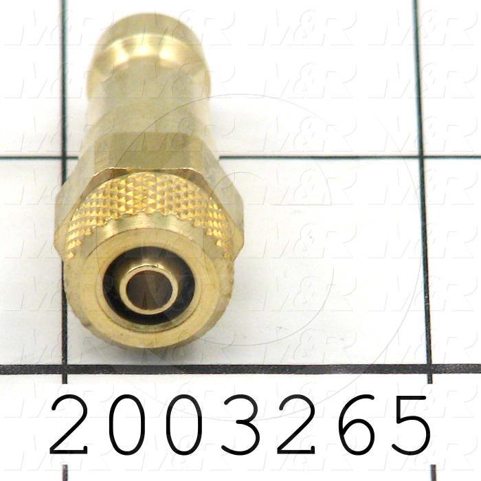 Tube Compression Fittings, Quick Disconnect Plug Type, Hose To Connector, 1/4" In, Quick Disconnect Plug Out, Brass Material