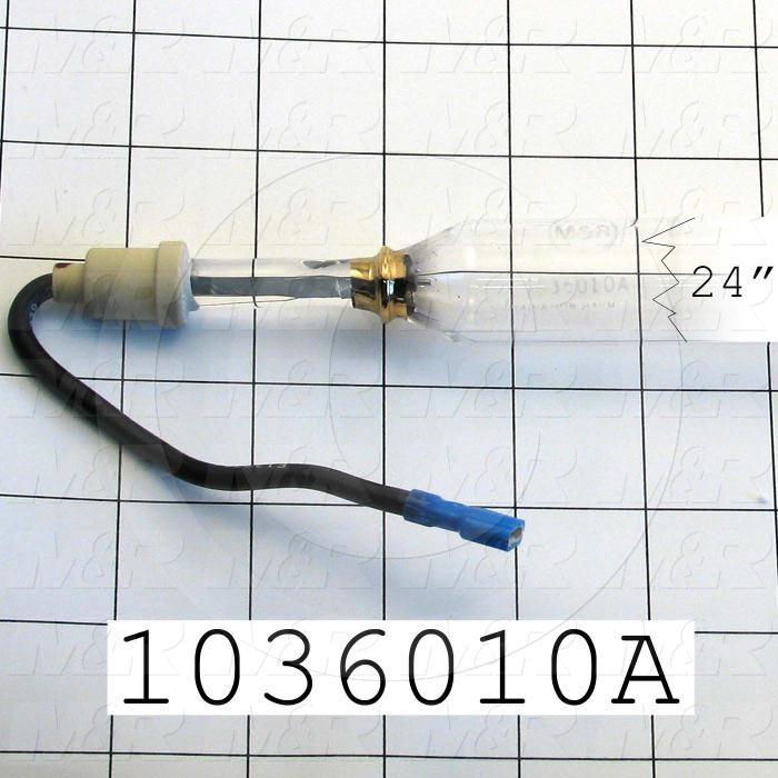 UV Lamps, Mercury, 24", 300W/in, 300VAC, 30 5/8" Total Length