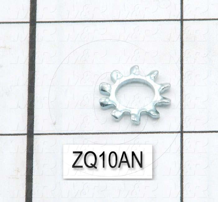 Washers and Shims, Steel, External Tooth Washer Type, 1/4 in. Screw Size, Inside Diameter 0.256", Outside Diameter 0.500", 0.025 in. Thickness, Zinc