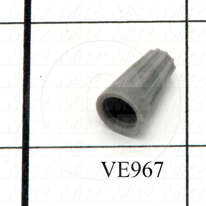 Wire Connector, Nut, Gray, 22AWG Minimum Wire Size, 16AWG Maximum Wire Size