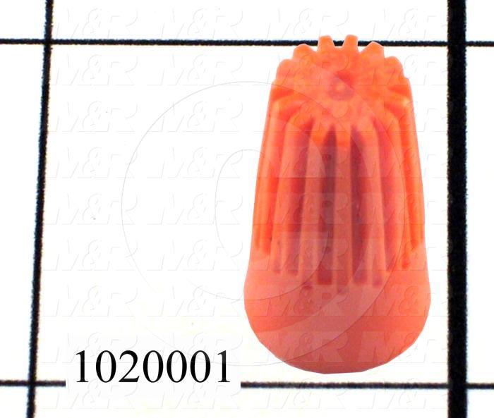 Wire Connector, Nut, Orange, 22AWG Minimum Wire Size, 18AWG Maximum Wire Size, 600V