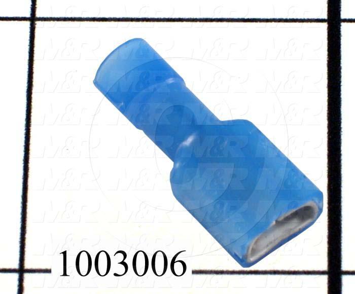 Wire Terminal, Female Quick Connect, Blue, Wire Range 16-14AWG