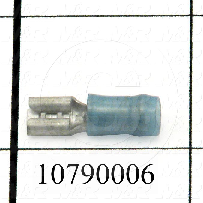 Wire Terminal, Female Quick Connect, Blue, Wire Range 16-14AWG