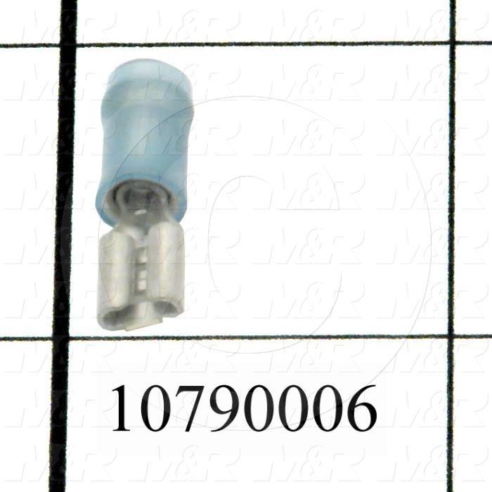 Wire Terminal, Female Quick Connect, Blue, Wire Range 16-14AWG