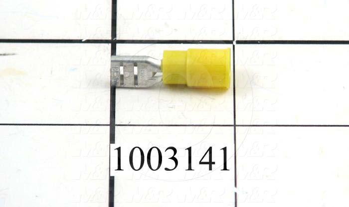 Wire Terminal, Female, Yellow, Wire Range 12-10AWG, #1/4" Stud Size
