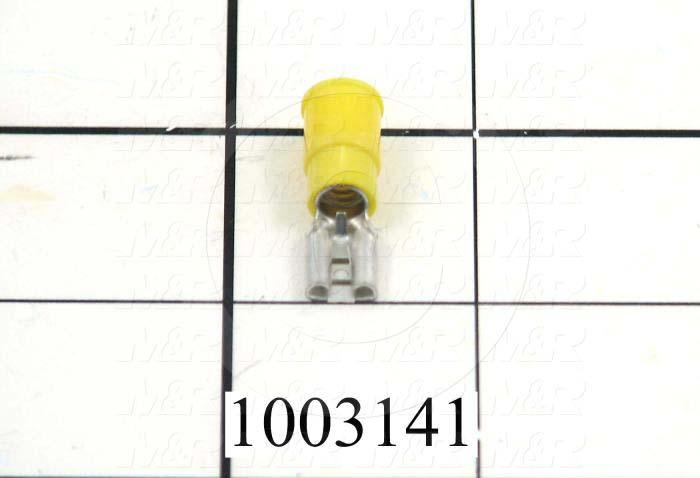 Wire Terminal, Female, Yellow, Wire Range 12-10AWG, #1/4" Stud Size