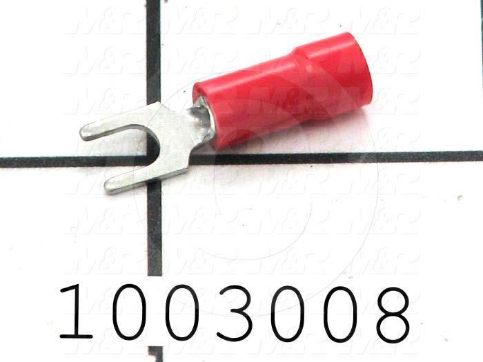 Wire Terminal, Fork, Red, Wire Range 22-18AWG, #6 Stud Size