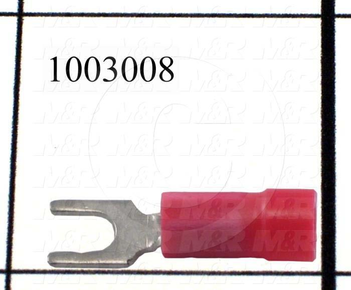 Wire Terminal, Fork, Red, Wire Range 22-18AWG, #6 Stud Size