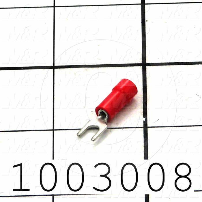 Wire Terminal, Fork, Red, Wire Range 22-18AWG, #6 Stud Size
