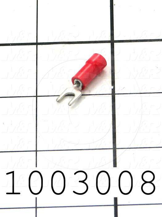 Wire Terminal, Fork, Red, Wire Range 22-18AWG, #6 Stud Size