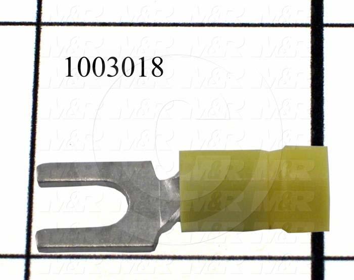 Wire Terminal, Fork, Yellow, Wire Range 12-10AWG, #10 Stud Size