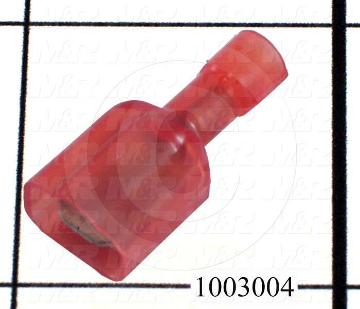 Wire Terminal, Male Quick Connect, Red, Wire Range 22-18AWG