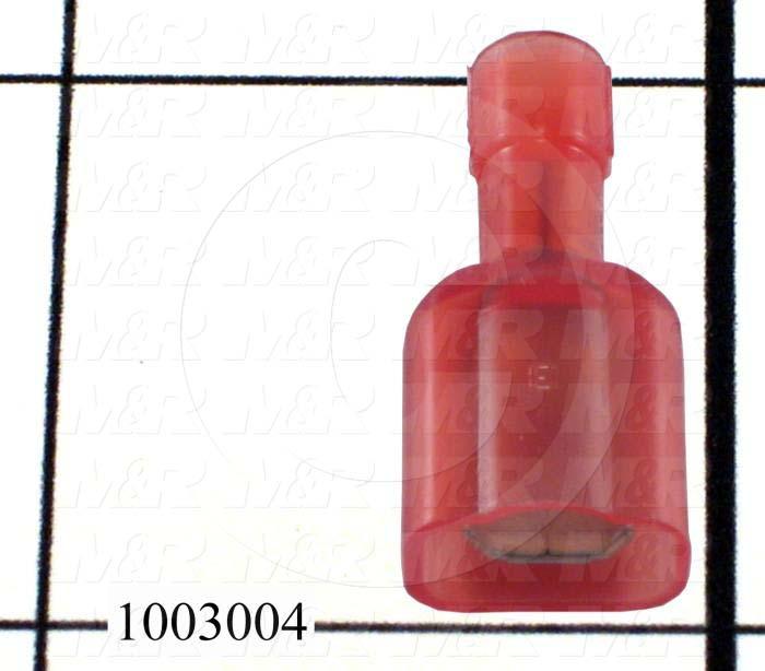 Wire Terminal, Male Quick Connect, Red, Wire Range 22-18AWG