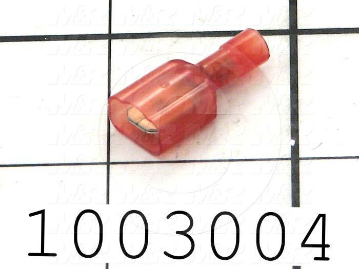 Wire Terminal, Male Quick Connect, Red, Wire Range 22-18AWG