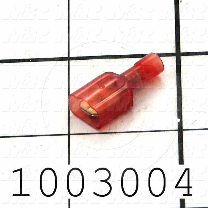 Wire Terminal, Male Quick Connect, Red, Wire Range 22-18AWG