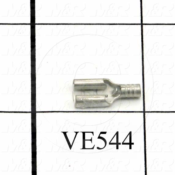 Wire Terminal, Quick Connect, Female, Plain, Wire Range 16-14AWG, Connector Width 1/4"