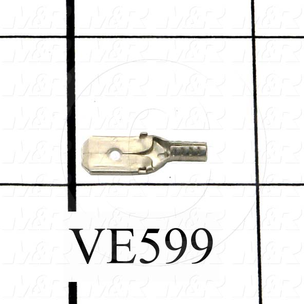 Wire Terminal, Quick Connect, Male, Plain, Wire Range 18AWG, Connector Width 1/4"