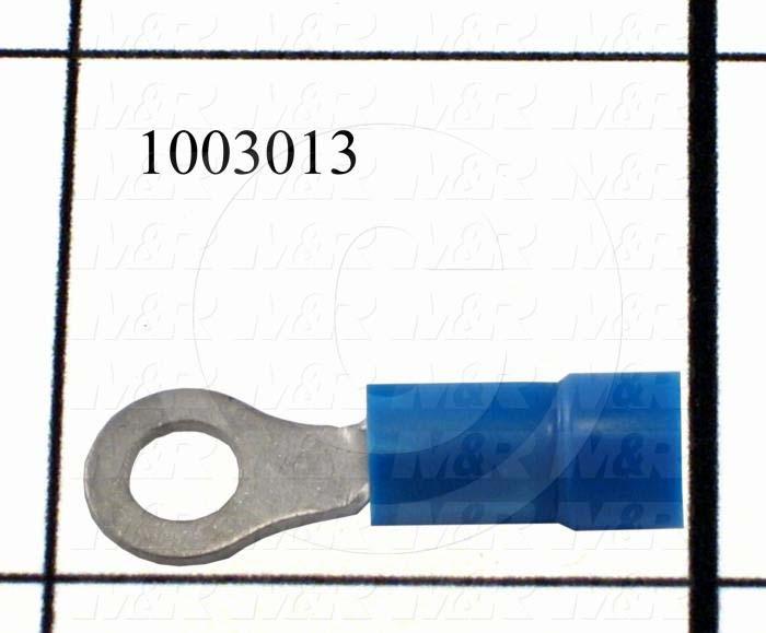 Wire Terminal, Ring, Blue, Wire Range 16-14AWG, #8 Stud Size