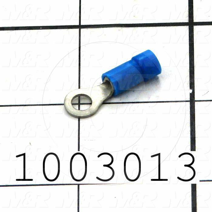 Wire Terminal, Ring, Blue, Wire Range 16-14AWG, #8 Stud Size