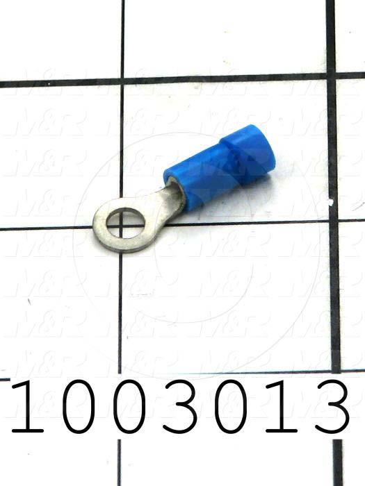 Wire Terminal, Ring, Blue, Wire Range 16-14AWG, #8 Stud Size