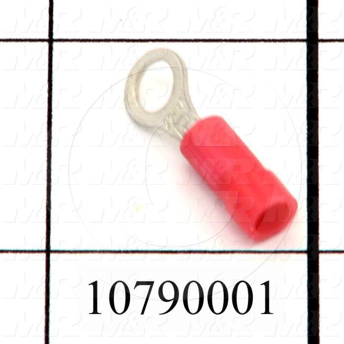 Wire Terminal, Ring, Red, Wire Range 22-18AWG, #10 Stud Size